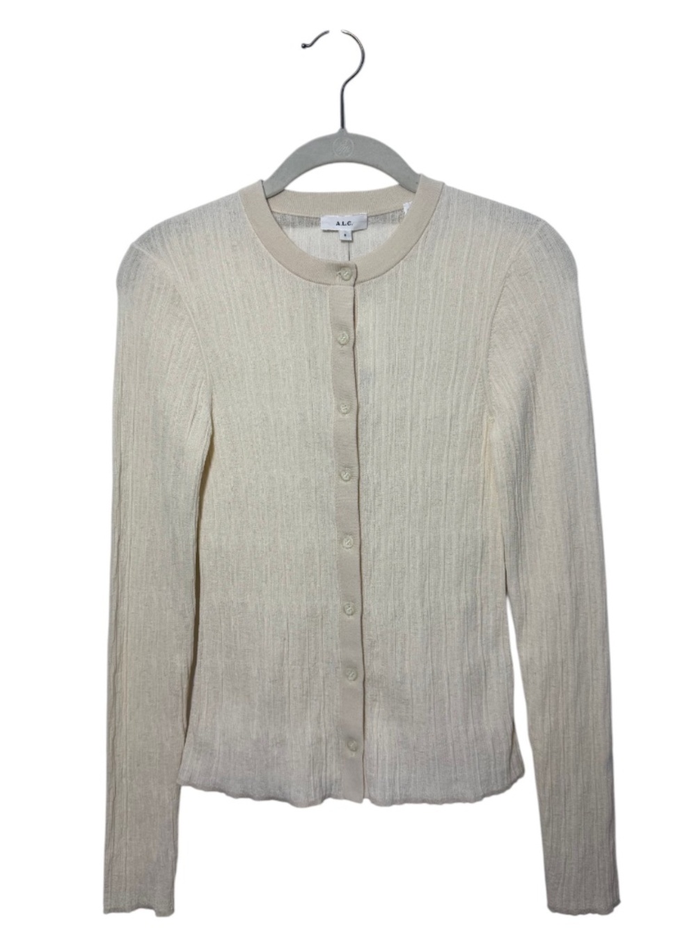 A.L.C. Fisher Ribbed Cotton Blend Cardigan Sweater White NWT Sz Small